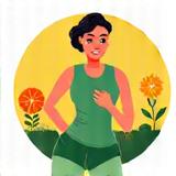 Illustrazione di una persona tra i 45 e 55 anni che pratica nutrizione e fitness