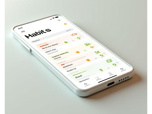 Schermata di un'applicazione mobile con un habit tracker chiaro e colorato, che mostra progressi e streak.