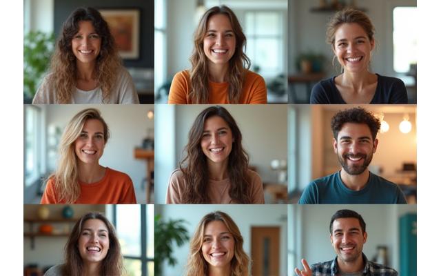 Gruppo di persone che interagiscono felicemente in un forum online o social media
